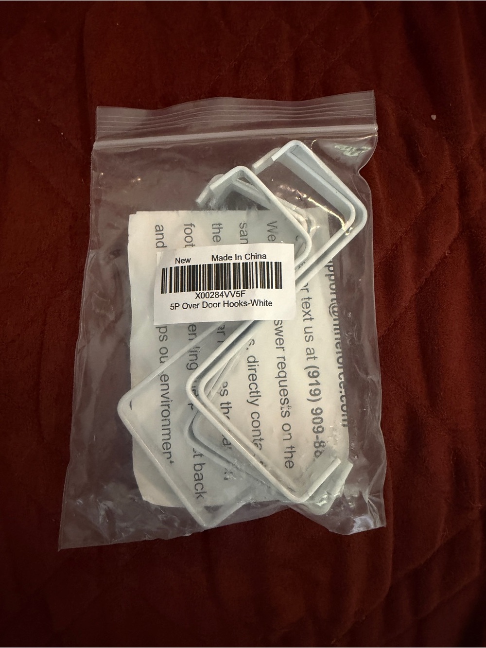 White Over Door Hooks - Set of 5